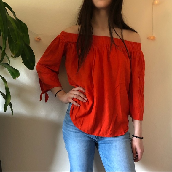 Old Navy Tops - Off the shoulder BRIGHT orange shirt Old Navy Tops - Off the shoulder BRIGHT orange shirt